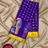 Soft Purple Designer Silk Kota Saree with Parrot Motif and Yellow Border