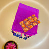 Handloom Kadhi Cotton Saree with Kalamkari Blouse – Purple & Blue