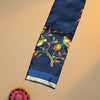 Premium Silk Kota Saree – Navy Blue with Parrot & Floral Weave