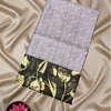 Soft Silk Kota Saree – Lavender Grey with Black Floral Contrast Border
