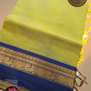 Premium Kanchi Cotton Saree with Running Blouse – Lime Yellow & Royal Blue