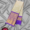 Tussar Tissue Silk Saree – Cream with Royal Purple Zari Border