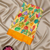 Printed Dola Silk Saree – Yellow Base with Multicolour Florals