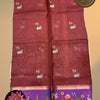 Kora Organza Saree with Village Motif Printed Border and Zari Finish – Maroon & Purple