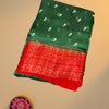 Elegant Fancy Semi Raw Silk Saree – Green with Red Border