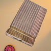 Striped Benzy Cotton Saree – Grey & Pink with Subtle Elegance
