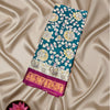 Printed Soft Binny Silk Saree with Teal Floral Design & Pink Zari Border