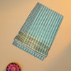Striped Benzy Cotton Saree – Aqua Blue