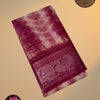 Silver Zari Checkered Madurai Sungudi Cotton Saree with Shibori Print & Running Contrast Blouse – Deep Wine Maroon