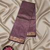 Elite Plain Raw Silk Saree – Plum with Leaf Zari Border