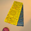 Madhubani Printed Premium Cotton Saree – Yellow & Slate Dual Tone