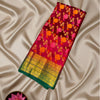 Red Butter Silk Saree with Contrast Green Zari Border