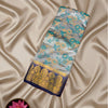 Grey Butter Silk Saree with Blue & Gold Floral Weave and Contrast Zari Border