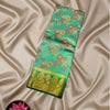 Green Butter Silk Saree with Multi-Color Floral Weave & Rich Zari Border