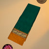 Handloom Narayanpet Cotton Saree with Running Blouse – Emerald Green & Mustard