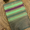 Pastel Chanderi Silk Cotton Saree with Contrast Borders & Running Blouse - Pastel Mint Green with Olive, Gold & Plum Accents