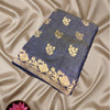 Elegant Grey Tussar Saree with Gold Floral Zari Border