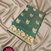 Elegant Green Tussar Saree with Gold Woven Floral Border