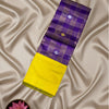 Elegant Checkered Silk Cotton Saree – Purple & Yellow Contrast