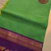 Premium Kanchi Cotton Saree with Running Blouse – Parrot Green & Royal Purple