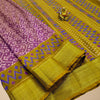 Semi Patola Silk Saree – Mustard & Purple with Ikat-Inspired Weave