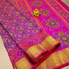 Semi Patola Silk Saree – Pink & Purple with Geometric Floral Weave