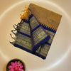 Handloom Chettinad Cotton Saree – Sand Brown & Navy Blue