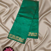 Elite Plain Raw Silk Saree – Emerald Green with Leaf Zari Border