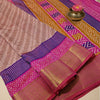 Semi Patola Silk Saree – Beige, Purple & Pink with Ikat Stripe Design