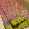 Semi Patola Silk Saree – Olive Green & Lavender with Intricate Ikat Weave