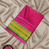 Narayanpet Soft Silk Saree – Rani Pink with Contrast Green & Mustard Border