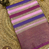 Pastel Chanderi Silk Cotton Saree with Contrast Borders & Running Blouse - Pastel Pink with Violet & Magenta Accents
