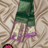 Brocade Pure Kanjeevaram Silk Saree in Emerald Green and Lavender