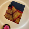 Handloom Chettinad Cotton Saree – Black & Maroon