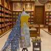 Authentic Kalahasthi Kalamkari Printed Cotton Unstitched Salwar Material – Mustard Yellow & Indigo Blue (2 Pc Set)