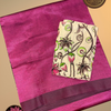 Plain Mangalgiri Silk Saree – Wine Purple with Contrast Kalamkari Cotton Blouse