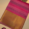 Striped Semi Tussar Silk Saree with Golden Zari Rich Pallu & Running Blouse – Rani Pink