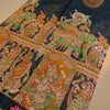 Kalamkari Kalahasthi Design Digital Printed Kota Cotton Saree with Complimentary Contrast Blouse – Black & Multicolour
