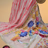 Peach Linen Cotton Saree with Tie-Dye Stripes and Kalamkari Floral Pallu