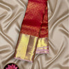 Crimson Red Brocade Pure Kanjeevaram Silk Saree with Gold Border