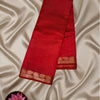 Elite Plain Raw Silk Saree – Crimson Red with Leaf Zari Border