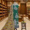 Authentic Kalahasthi Kalamkari Printed Cotton Unstitched Salwar Material – Emerald Green & Mustard Yellow (2 Pc Set)