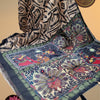 Beige Linen Cotton Saree with Black Geometric Design and Kalamkari Peacock Pallu