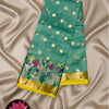 Sea Green Soft Designer Silk Kota Saree with Animal and Floral Zari Border