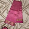 Elite Plain Raw Silk Saree – Rose Pink with Leaf Zari Border