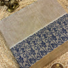 Pure Kovai-Negamam Brocade Threadwork Cotton Saree in Sand Beige with Navy Floral Border – Fresh From the Looms
