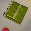 Olive Green Maheshwari Pure Silk Cotton Saree with Zari Border and Butta Work