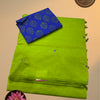 Pure Handloom South Cotton Saree – Parrot Green with Royal Blue Blouse