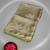 Olive Green Soft Kota Saree with White Floral Embroidery