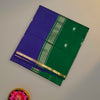 Dual-Tone Green and Purple Maheshwari Pure Silk Cotton Saree with Silver Zari Border